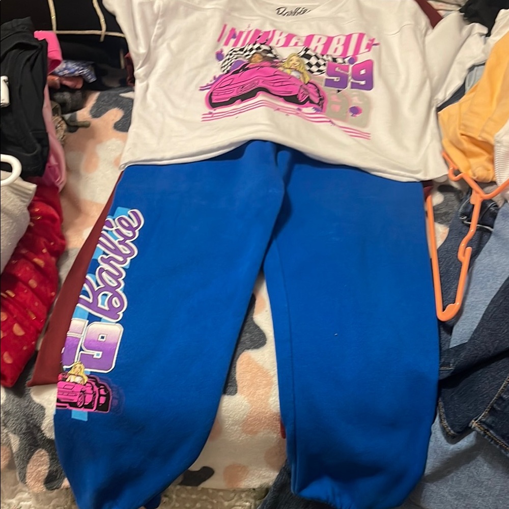 Barbie Blue Sweatpants with Graphic Design